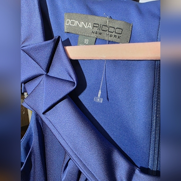 Donna Ricco Vibrant Blue Midi Satin Dress Sz 10 NWT - Picture 5 of 7